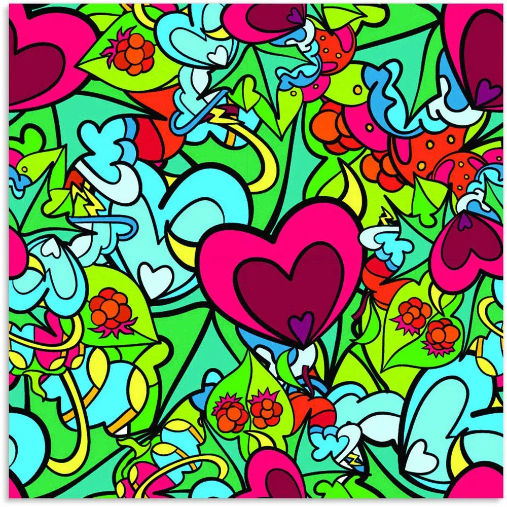 Hippie Psychedelic Pattern Glass Kitchen Splashback - Blue