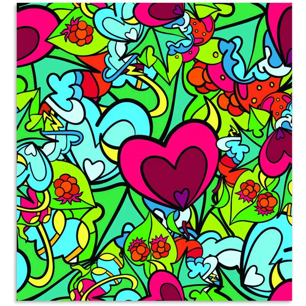 Hippie Psychedelic Pattern Glass Kitchen Splashback - Blue