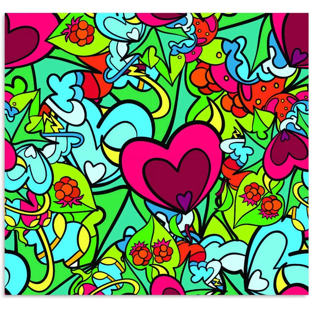 Hippie Psychedelic Pattern Glass Kitchen Splashback - Blue