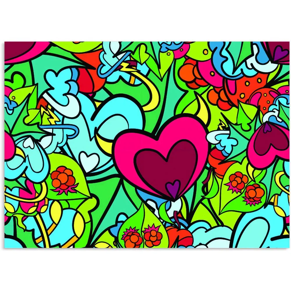 Hippie Psychedelic Pattern Glass Kitchen Splashback - Blue