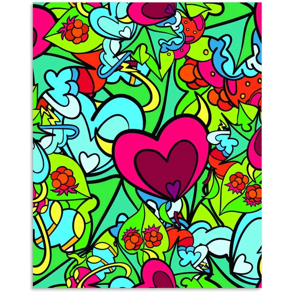 Hippie Psychedelic Pattern Glass Kitchen Splashback - Blue