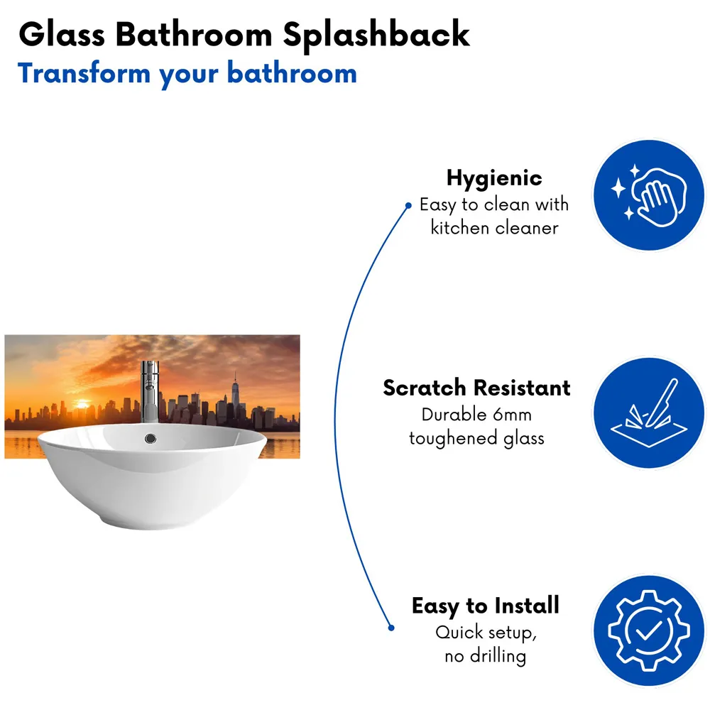 New York At Sunrise Bathroom Splashback 25 x 60cm - Multi