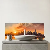 New York At Sunrise Bathroom Splashback 25 x 60cm - Multi