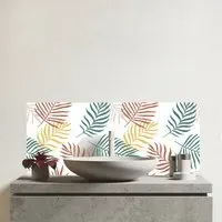 Palm Branches Glass Bathroom Splashback - Multi