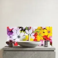 Spring Flowers Glass Bathroom Splashback - Multi