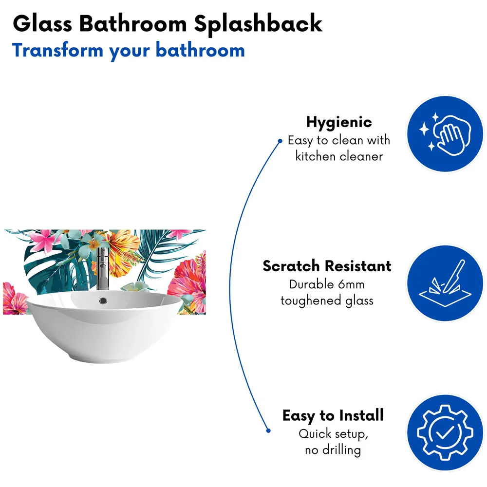 Spring Summer Flowers Glass Bathroom Splashback - Multi