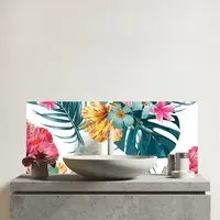 Spring Summer Flowers Glass Bathroom Splashback - Multi