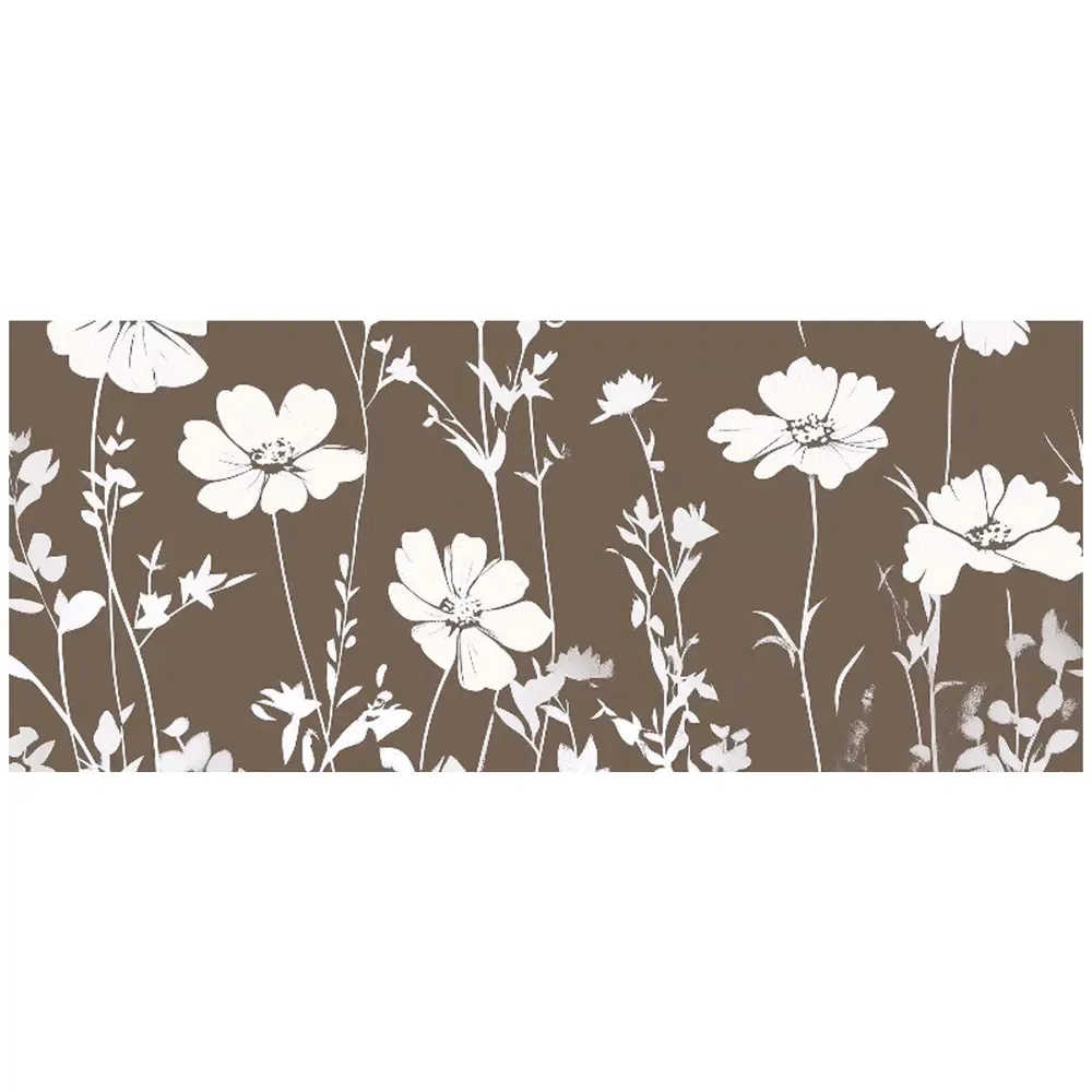 Taupe and White Floral Glass Bathroom Splashback - Multi