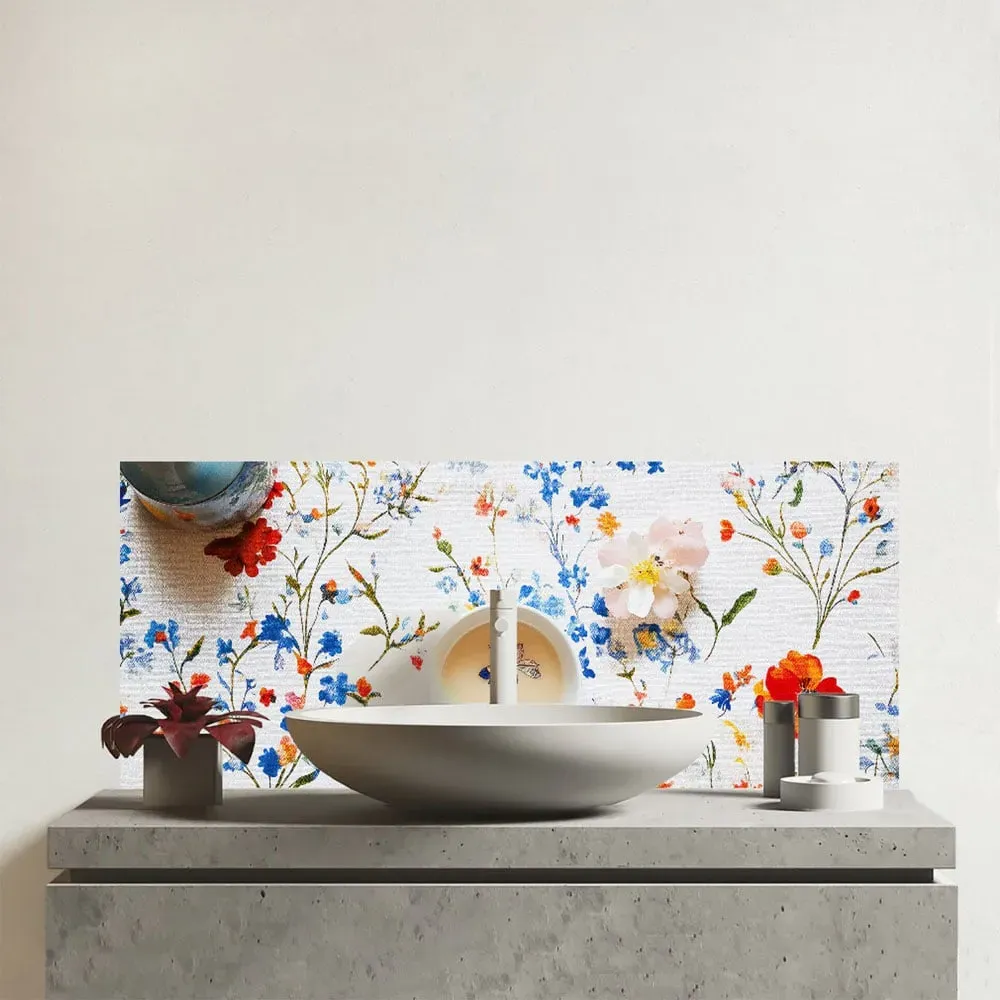 Time for Tea Glass Bathroom Splashback 25 x 60cm - Multi image