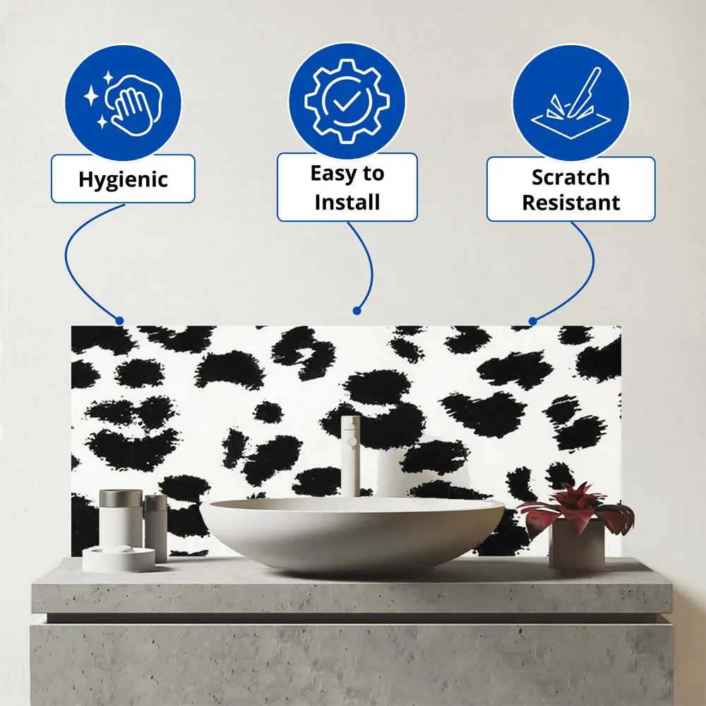 Warren Reed Black Leopard Print Glass Bathroom Splashback - Multi