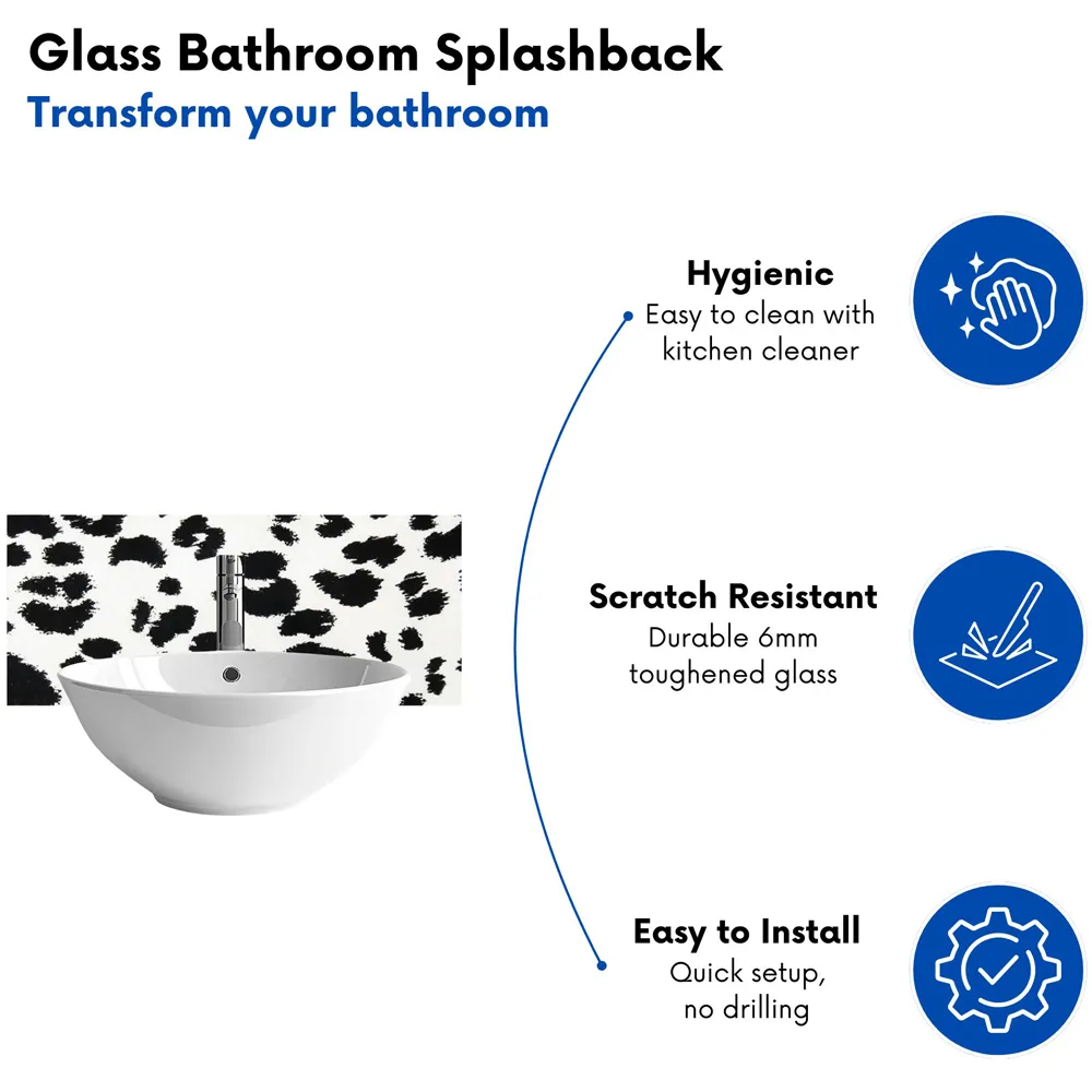 Warren Reed Black Leopard Print Glass Bathroom Splashback - Multi