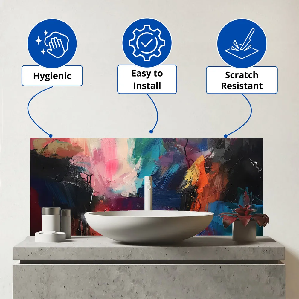 Warren Reed Cosmic Fusion Glass Bathroom Splashback - Multi