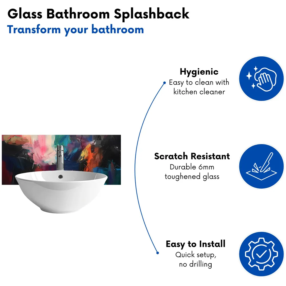 Warren Reed Cosmic Fusion Glass Bathroom Splashback - Multi