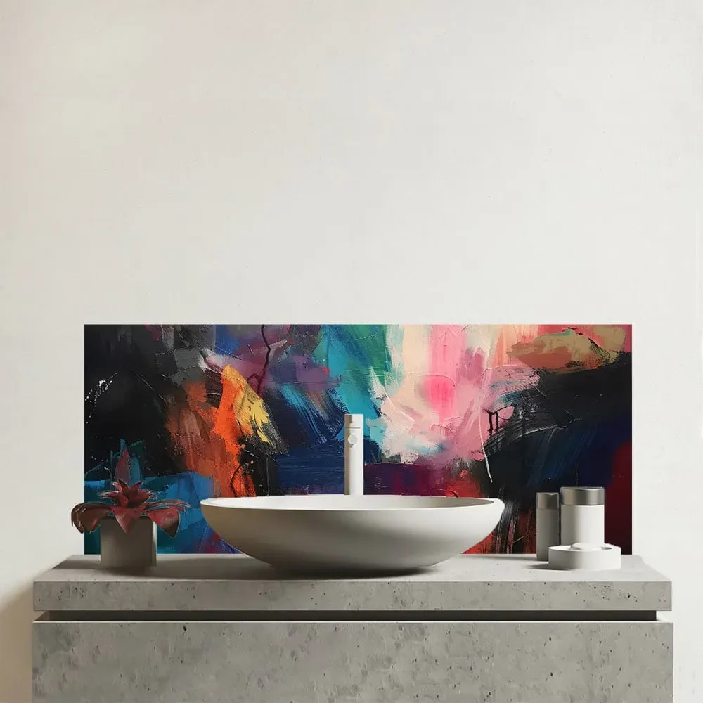 Warren Reed Cosmic Fusion Glass Bathroom Splashback - Multi image