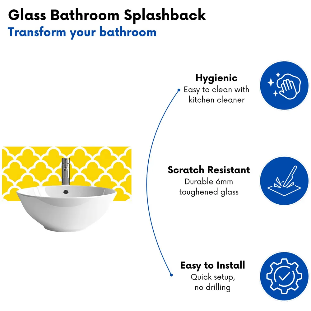 Warren Reed Geometric Quatrefoil Glass Bathroom Splashback - Multi