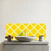 Warren Reed Geometric Quatrefoil Glass Bathroom Splashback - Multi