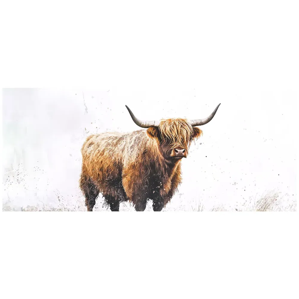 Warren Reed Highland Cow Watercolour Bathroom Splashback - Multi
