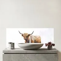 Warren Reed Highland Cow Watercolour Bathroom Splashback - Multi