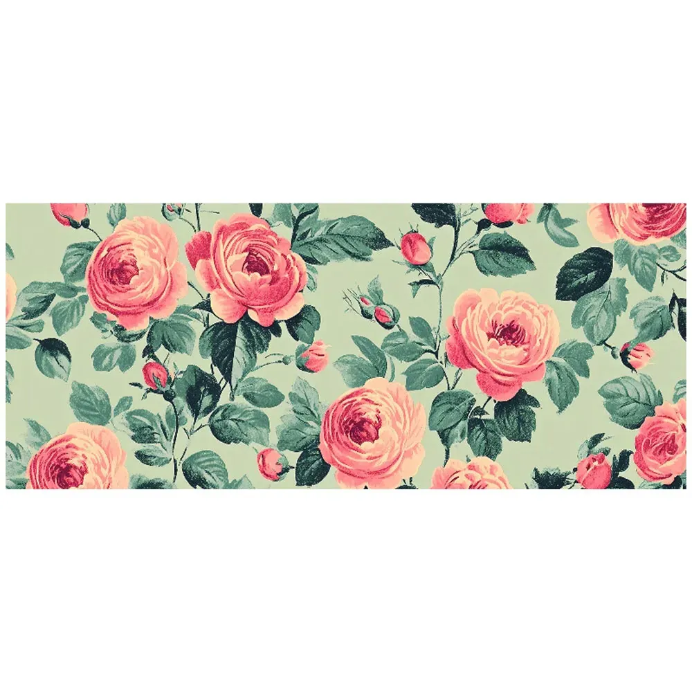 Warren Reed Sage Green and Pink Roses Glass Splashback - Multi