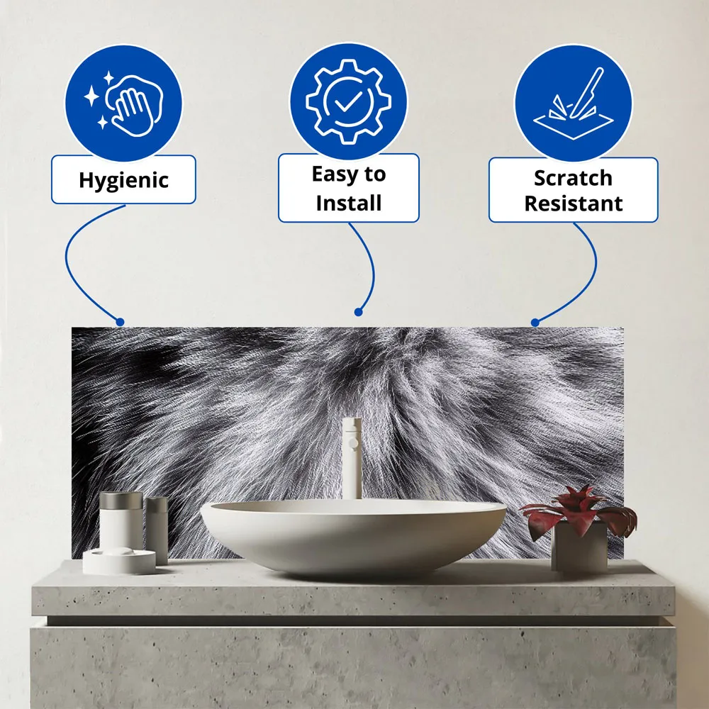 Warren Reed Silver Tabby Cat Print Bathroom Splashback - Multi