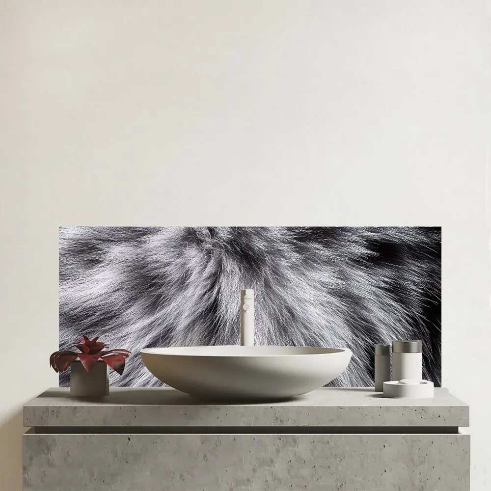 Warren Reed Silver Tabby Cat Print Bathroom Splashback - Multi