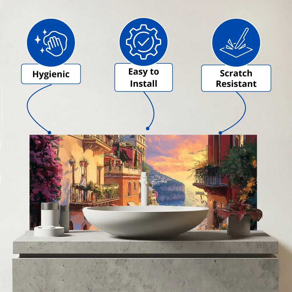 Warren Reed Sunset Walk Bathroom Splashback - Multi