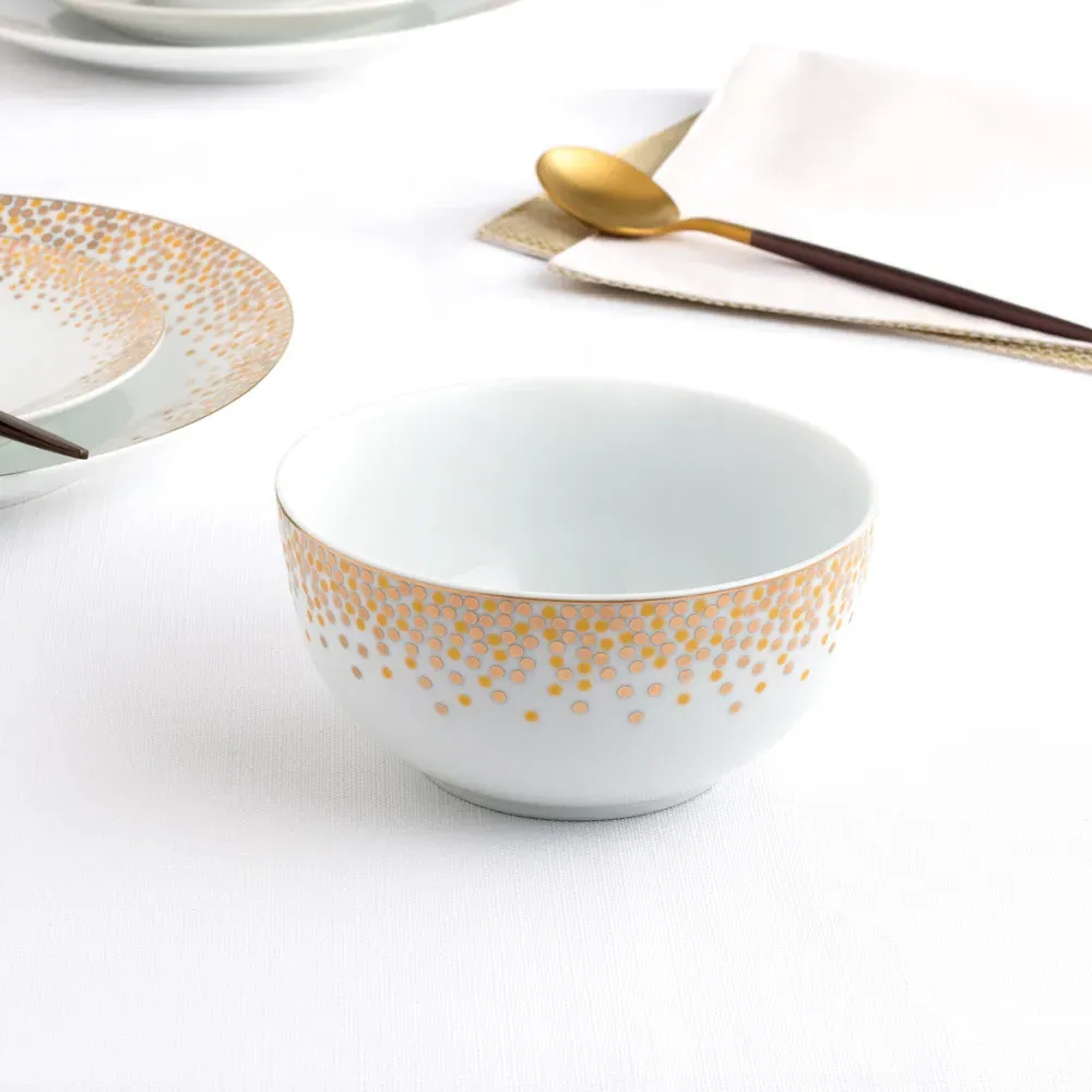 12 Piece Dinner Set - Gold, Porcelain