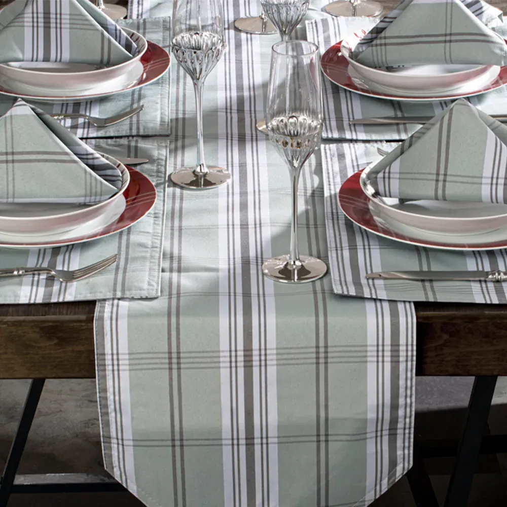 13pc Table Runner Set - Grey Tartan