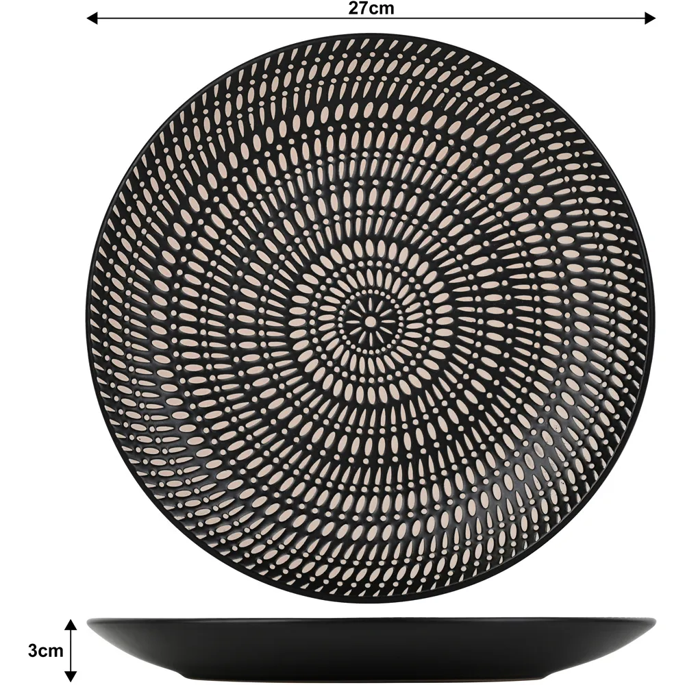 16 Piece Dinner Set - Black, Stoneware