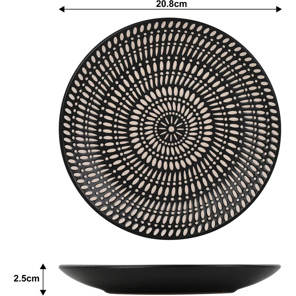 16 Piece Dinner Set - Black, Stoneware