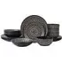 16 Piece Dinner Set - Black, Stoneware