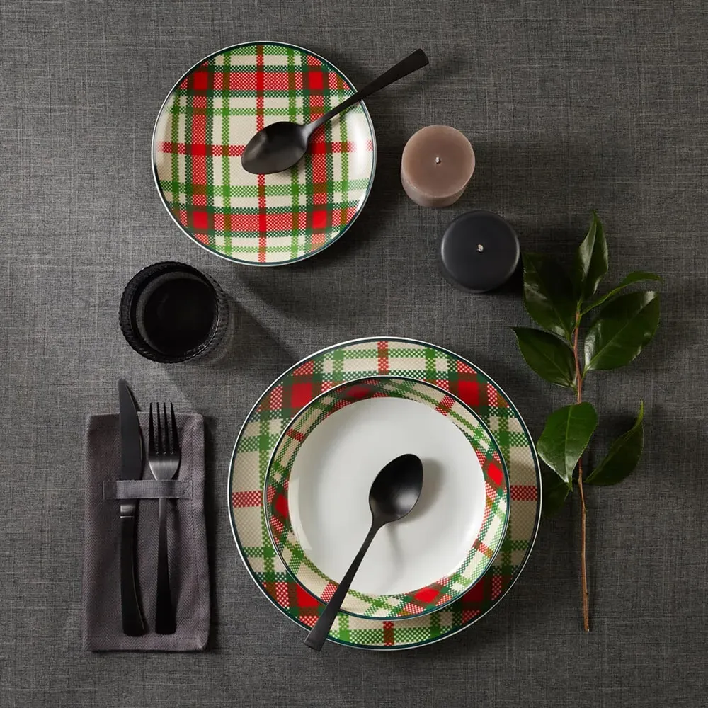 30 Piece Tartan Dinner Set - Green