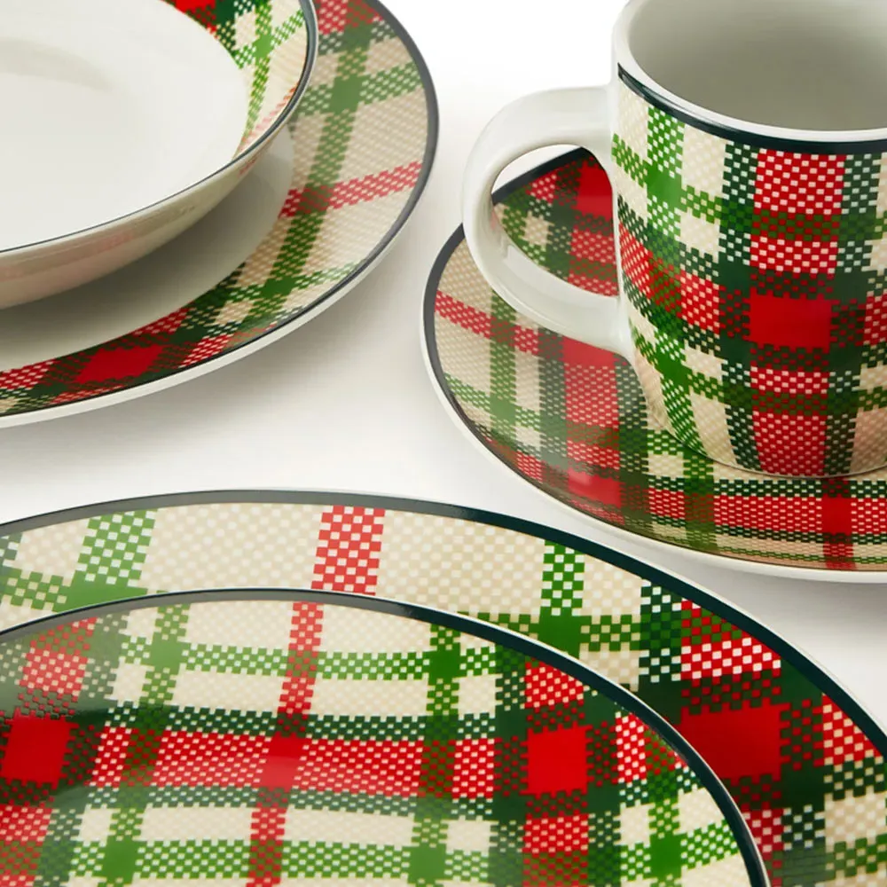 30 Piece Tartan Dinner Set - Green