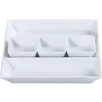 4 Piece Chip and Dip Tray Set - White
