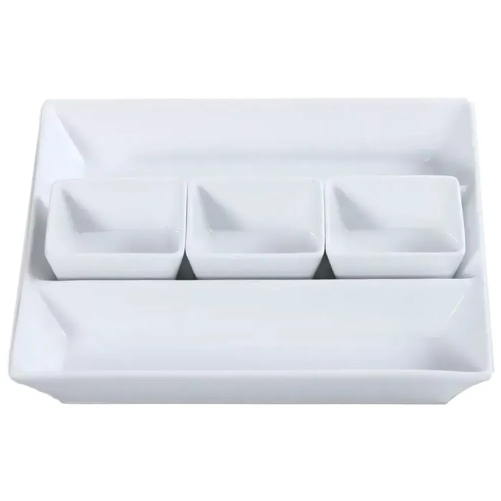 4 Piece Chip and Dip Tray Set - White image