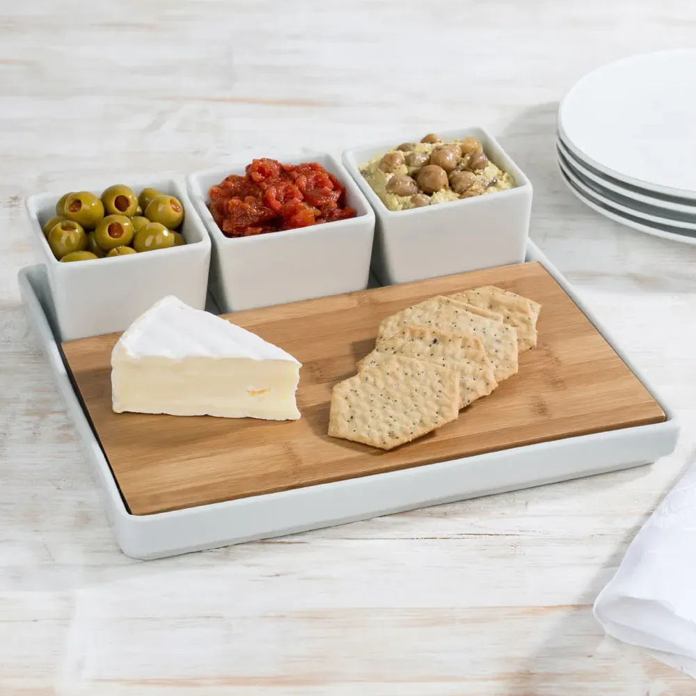 5 Piece Cheese Platter - White, Porcelain