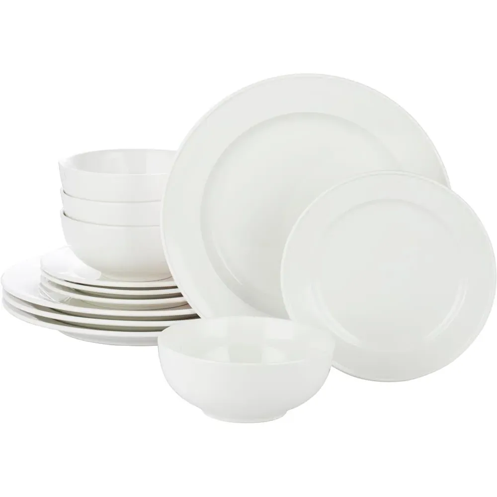 Alumina 12 Piece Dinner Set - White, Porcelain
