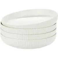 Alumina 4 Piece Textured Rim Pasta Bowl Set - White, Porcelain