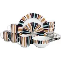 Animal Print 16 Piece Dinner Set - Multi, Porcelain