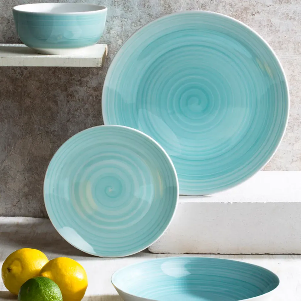 Aqua Blue 16 Piece Dinner Set - Blue