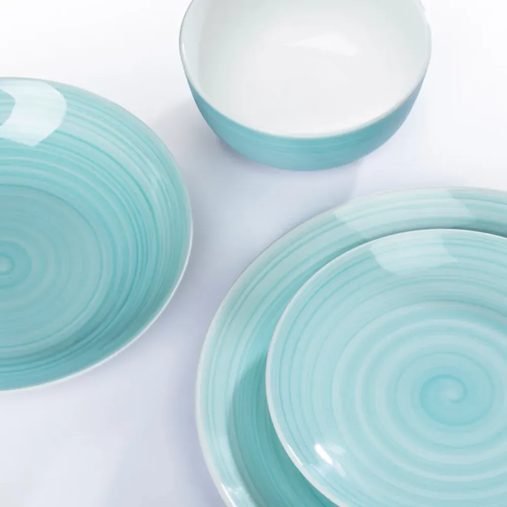 Aqua Blue 16 Piece Dinner Set - Blue