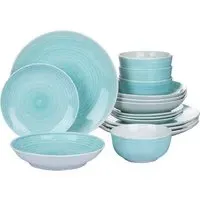 Aqua Blue 16 Piece Dinner Set - Blue