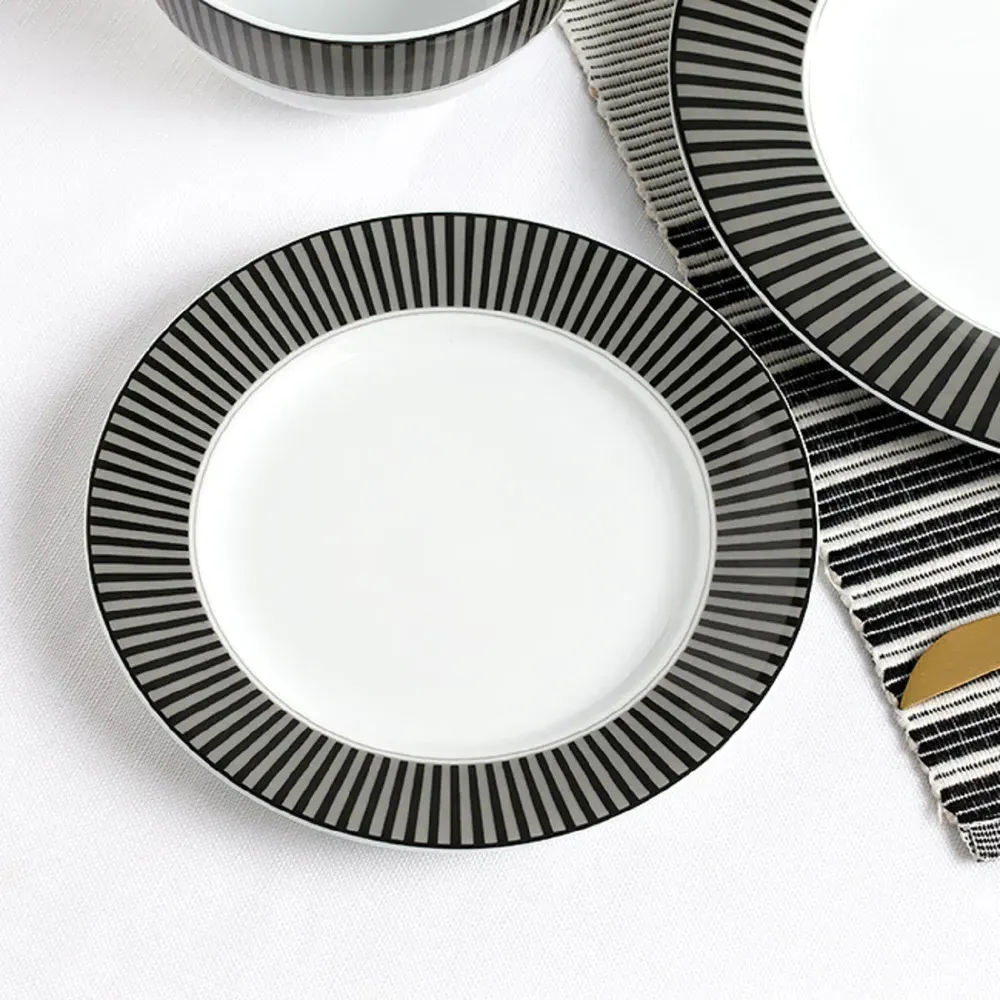 Belmont 12 Piece Dinner Set - Black, Porcelain