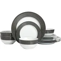 Belmont 12 Piece Dinner Set - Black, Porcelain
