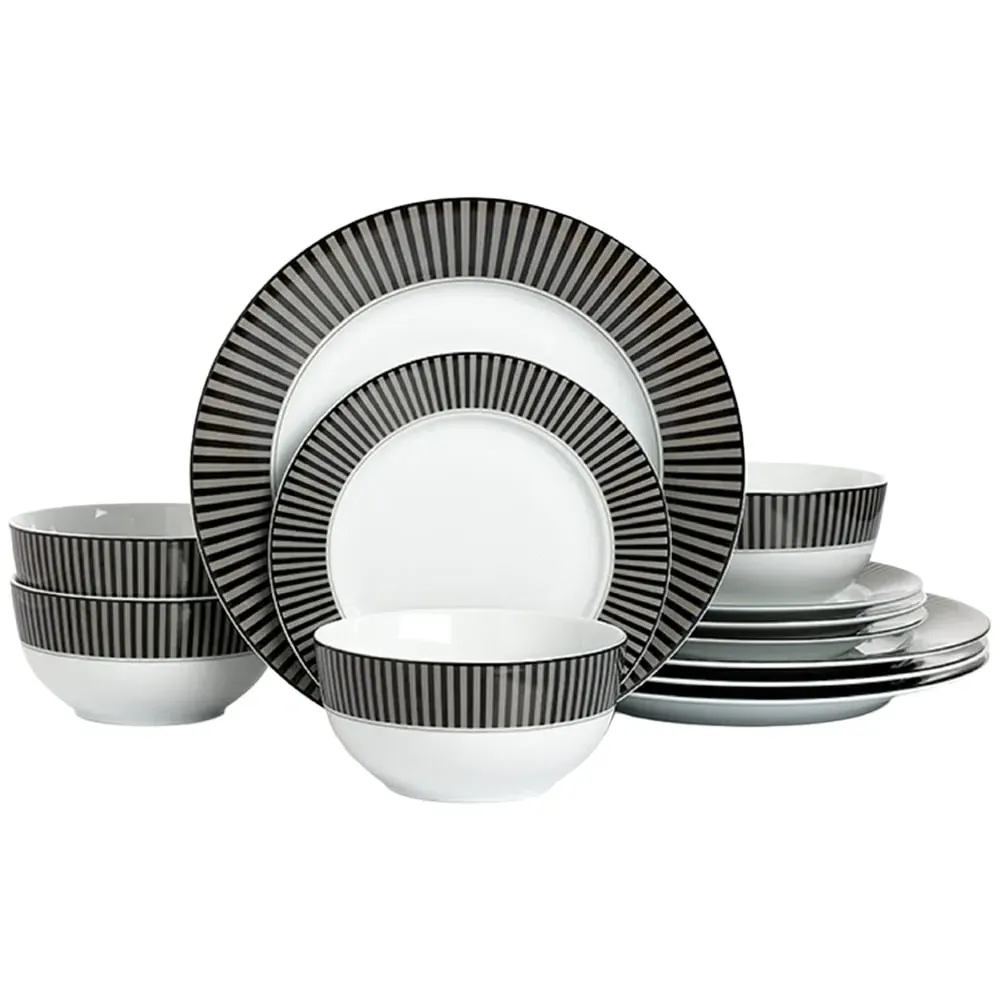 Belmont 12 Piece Dinner Set - Black, Porcelain image