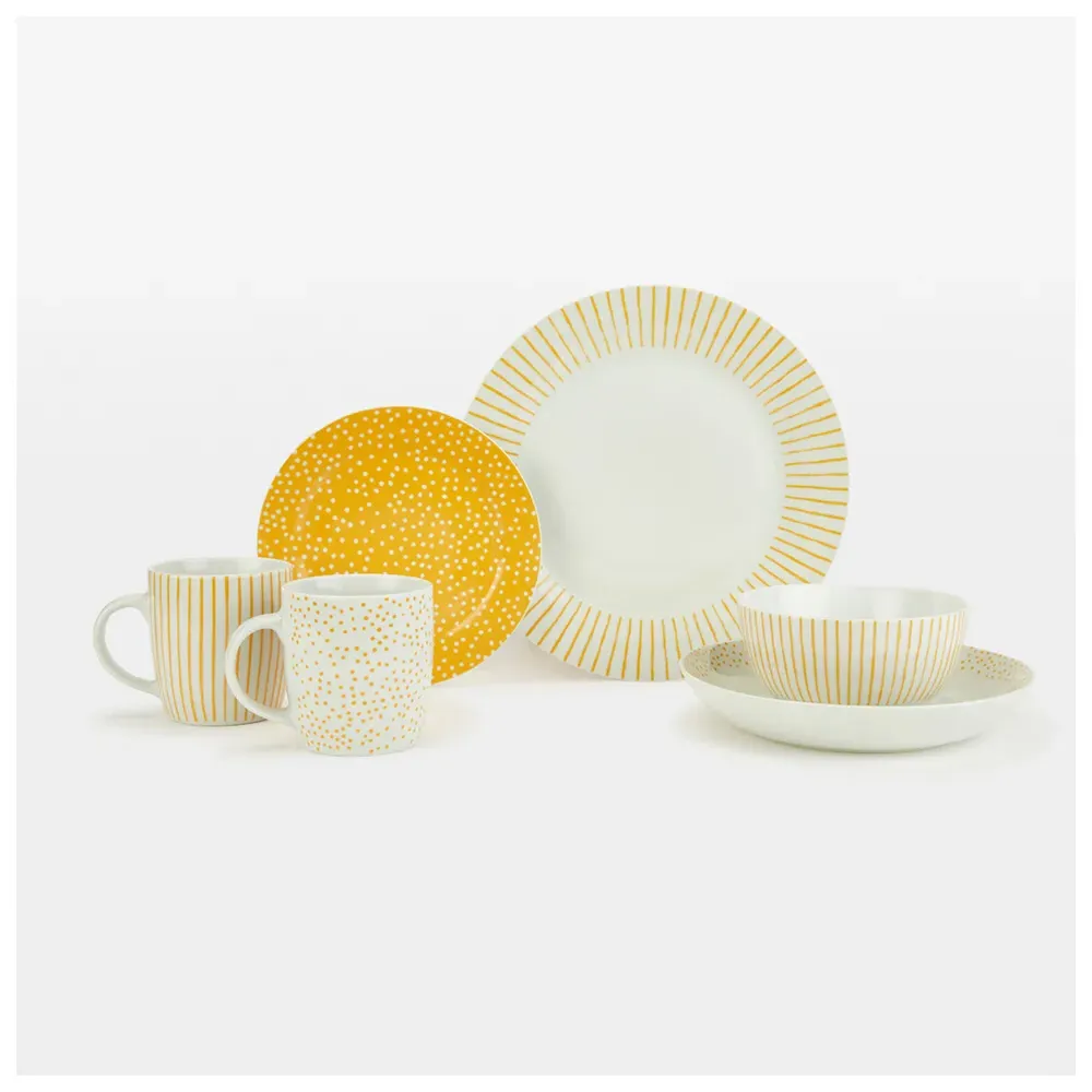 Betsy 20 Piece Dinner Set - Amber Yellow, Porcelain