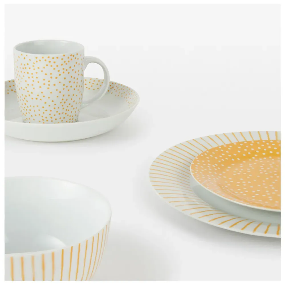 Betsy 20 Piece Dinner Set - Amber Yellow, Porcelain