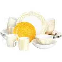 Betsy 20 Piece Dinner Set - Amber Yellow, Porcelain
