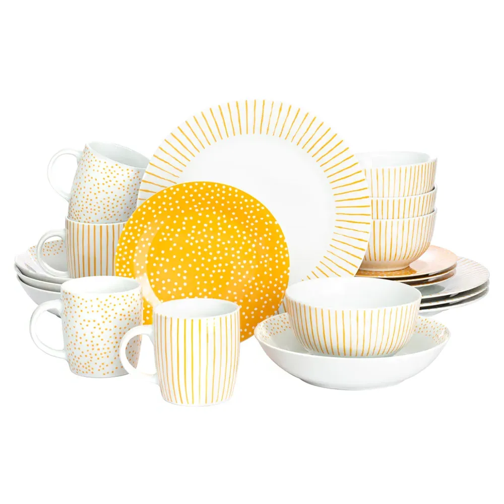 Betsy 20 Piece Dinner Set - Amber Yellow, Porcelain