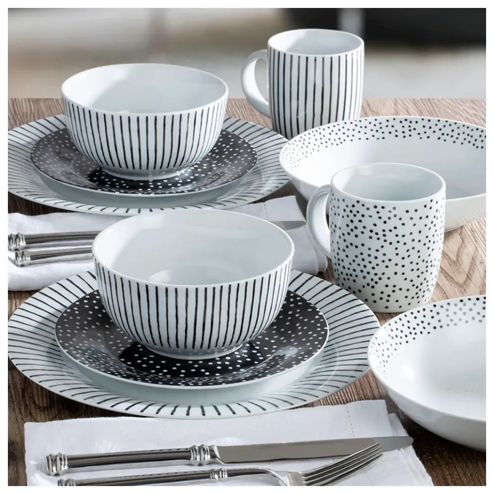 Betsy 20 Piece Dinner Set - Black, Porcelain